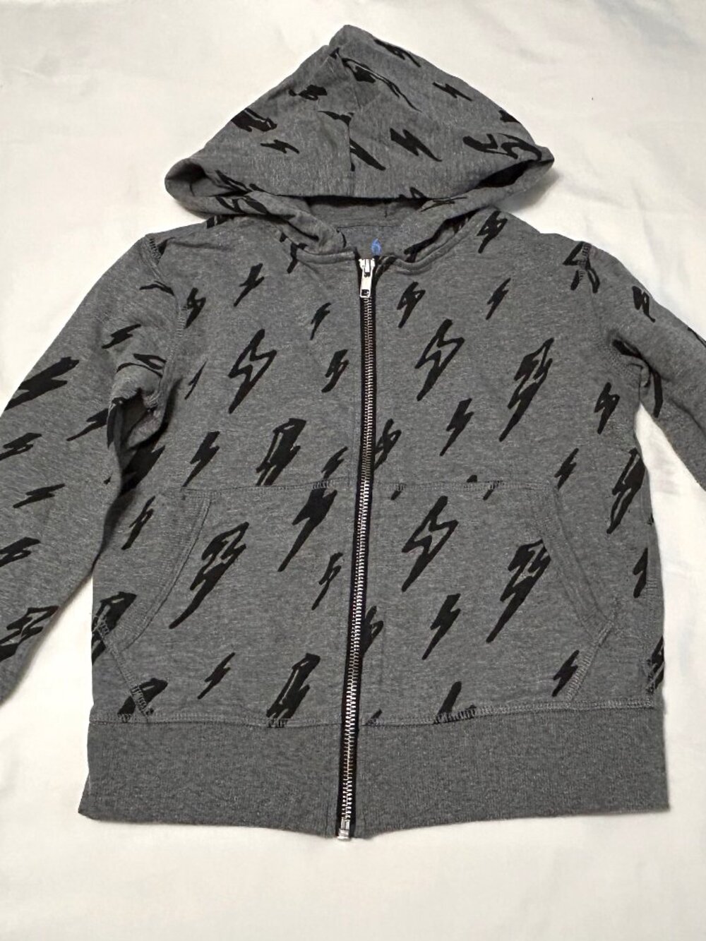 Kids size 6 Lightning Bolt Gray Zip-up Hoodie Sweatshirt Rockets of Awesome